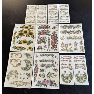 Plaid FolkArt Rub On Transfers 2001 Farmhouse Floral Sunflower Lot
